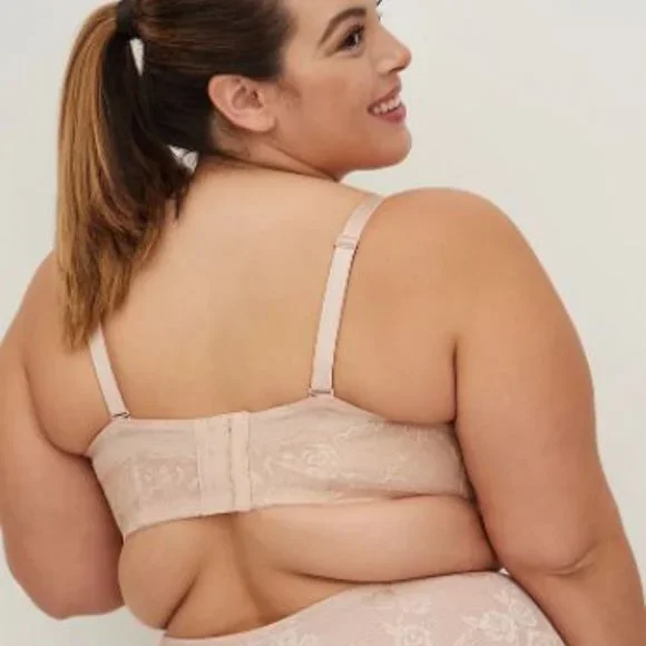 PUSH-UP MULTIWAY STRAPLESS BRA - MICROFIBER & LACE BEIGE - Picture 3 of 3